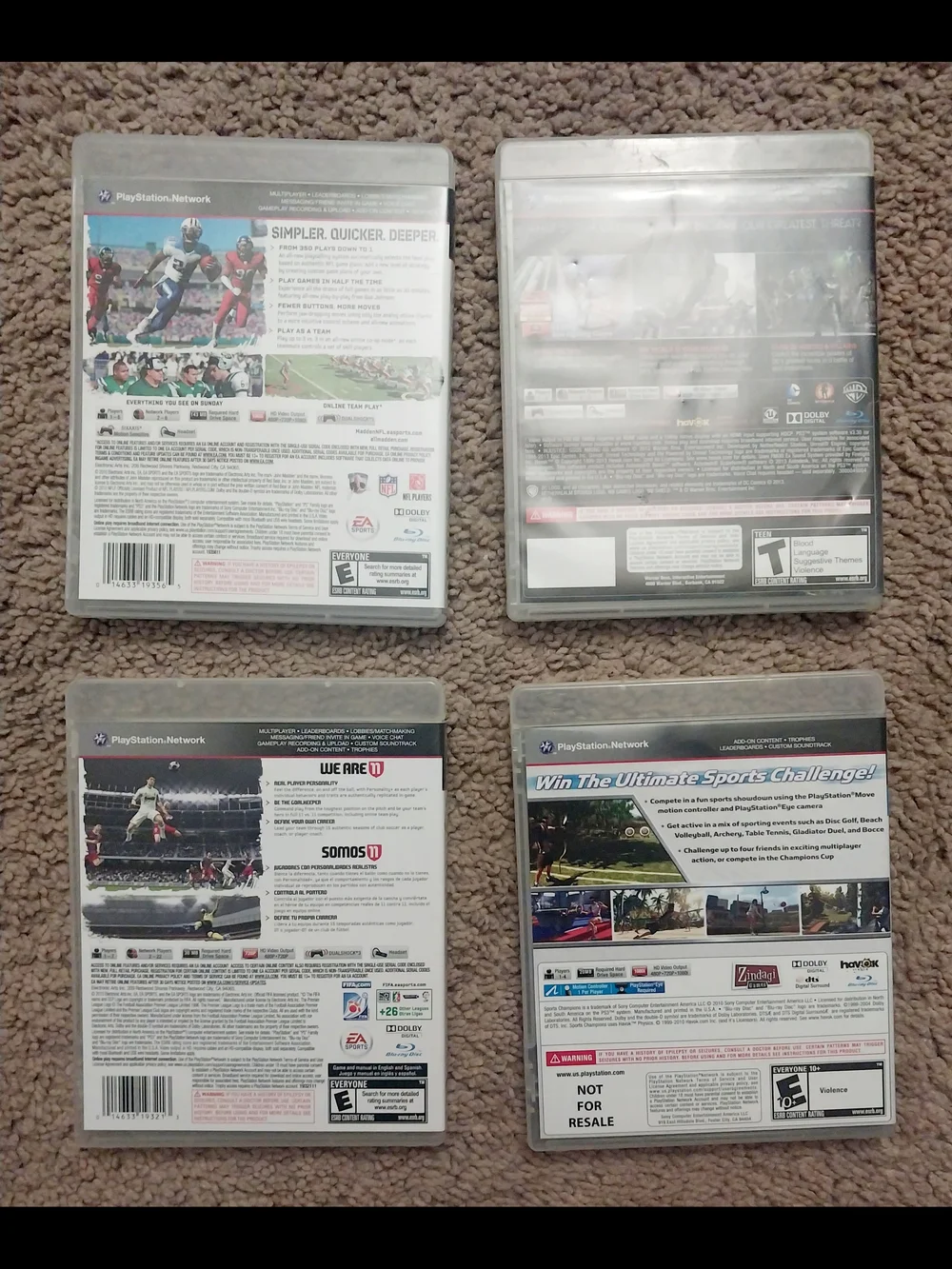 Playstation 3 Game Lot Madden 11 Injustice FIFA 11 Sports Champions